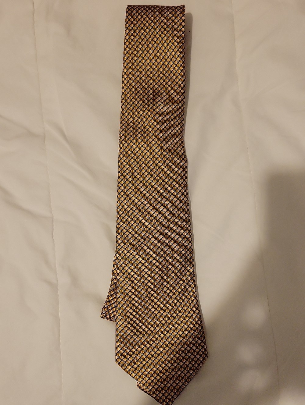 Ermenegildo Zegna Gold and Black Geometric Silk Tie
